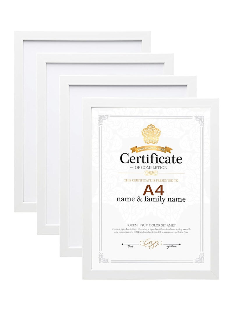 FASHION HOME 4 عبوات إطار خشبي لتعليق الصور والشهادات بحجم A4 - Image 1